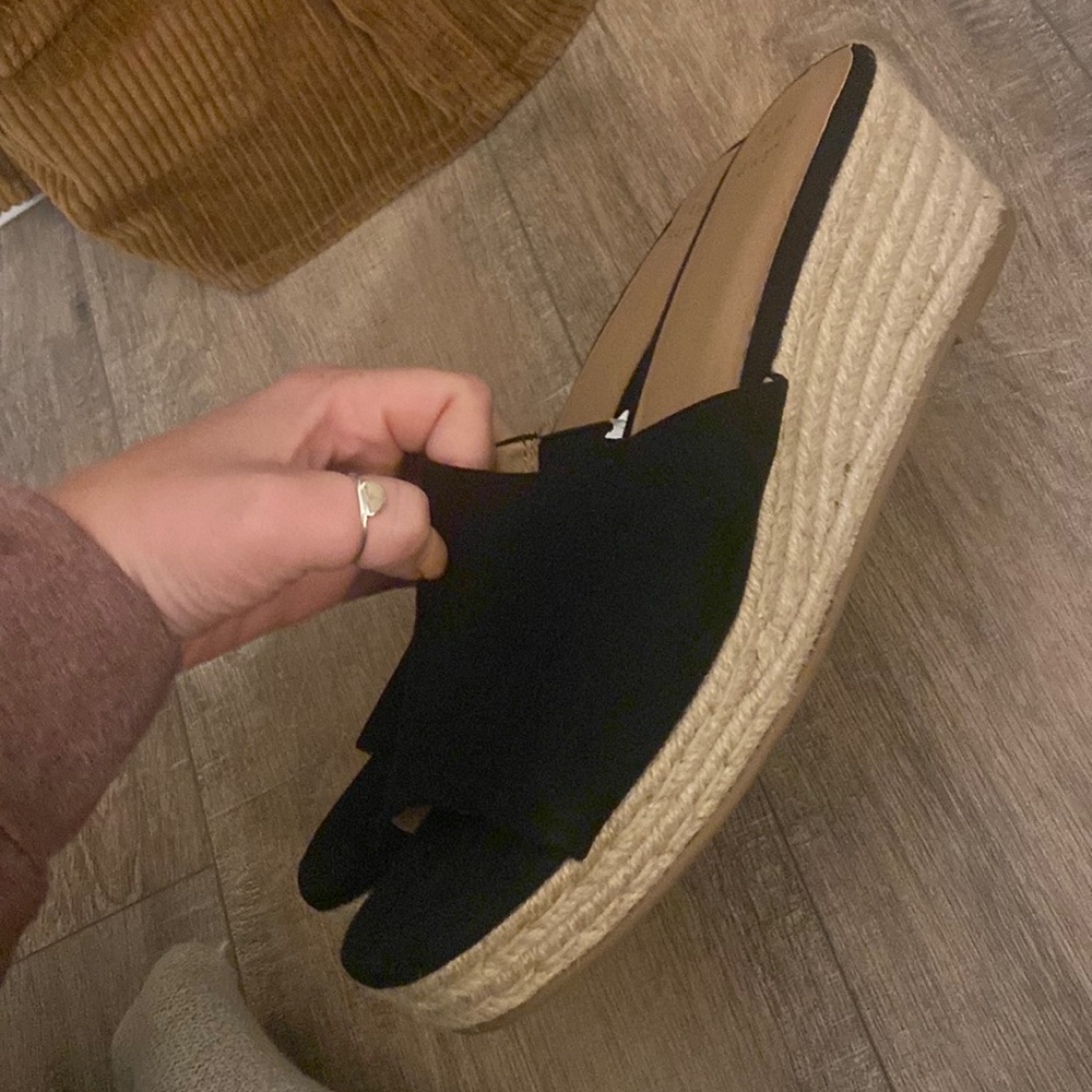Black wedge sandals